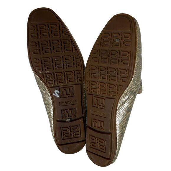 Vintage Designer Pancaldi Gold Snakeskin Print Flats Slip on Shoes Made in Italy - Picture 9 of 9